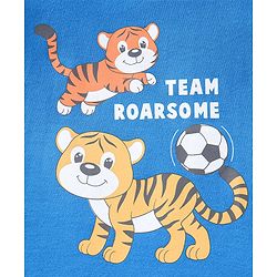 Babyhug 100% Cotton Half Sleeves Lion Printed T-Shirt & Shorts Set - Blue & Yellow