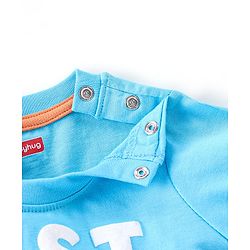 Babyhug Cotton Knit Half Sleeves T-Shirt & Shorts Set Football Print - Blue & Orange
