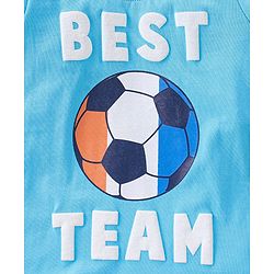 Babyhug Cotton Knit Half Sleeves T-Shirt & Shorts Set Football Print - Blue & Orange