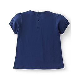 Babyhug Cotton Knit Half Sleeves Top Foral Graphics - Navy
