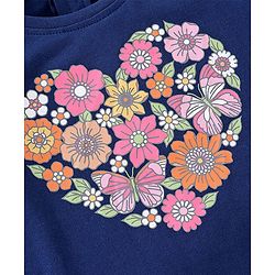 Babyhug Cotton Knit Half Sleeves Top Foral Graphics - Navy