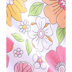 Babyhug Cotton Knit Floral Print Top with Inner Tee & Bow Detailing - Yellow & White