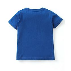 Babyhug 100% Cotton Knit Half Sleeves T-Shirt & Shorts With Rhino & Giraffe Print - Blue & Orange