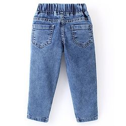 Babyhug Cotton Spandex Full Length Elasticated Denim Joggers with Draw Cord - Blue