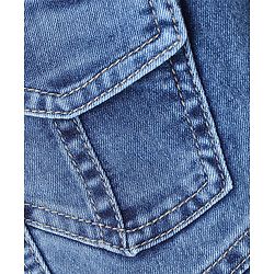Babyhug Cotton Spandex Full Length Elasticated Denim Joggers with Draw Cord - Blue