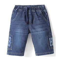 Babyhug Cotton Above Knee Length Bermuda with Stretch Washed - Blue