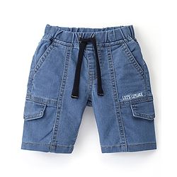 Babyhug Cotton Spandex Knee Length Solid Stretchable Denim Jamaican - Blue