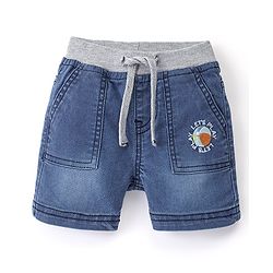 Babyhug Cotton Spandex Knee Length Stretchable Denim Shorts - Blue