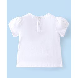 Babyhug 100% Cotton Knit Half Sleeves Top & Skirt With Heart & Text Print - White & Pink