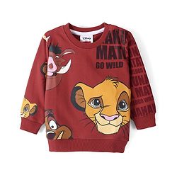 Babyhug Cotton Knit Full Sleeves The Lion King Graphics Printed Sweatshirt - Brown