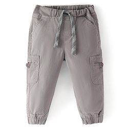 Babyhug Cotton Spandex Full Length Trouser Solid Colour - Grey