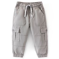 Babyhug Cotton Spandex Full Length Solid Color Trouser - Grey