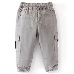 Babyhug Cotton Spandex Full Length Solid Color Trouser - Grey