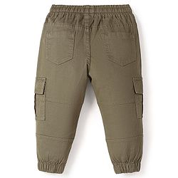 Babyhug Cotton Spandex Full Length Solid Color Trouser - Olive