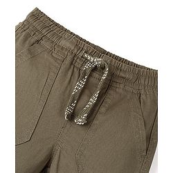 Babyhug Cotton Spandex Full Length Solid Color Trouser - Olive
