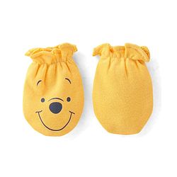 Babyhug 100% Cotton Knit Ear Applique Cap Mittens & Booties - Yellow