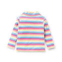 Babyhug 100% Cotton Knit Dungrees & Full Sleeves Top Stripes & Butterfly Applique - Yellow Pink & Blue