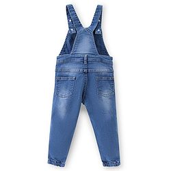 Babyhug 100% Cotton Knit Dungrees & Full Sleeves Top Stripes & Butterfly Applique - Yellow Pink & Blue