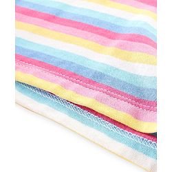 Babyhug 100% Cotton Knit Dungrees & Full Sleeves Top Stripes & Butterfly Applique - Yellow Pink & Blue