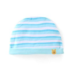 Babyhug 100% Cotton Knit Cap Mittens & Booties Set with Stripes  - Blue