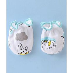 Babyhug Cotton Interlock Knit Cap Mitten & Booties Bear Print - Grey & White