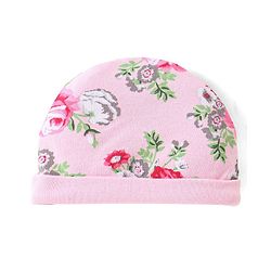 Babyhug 100% Cotton Knit Cap Mittens & Booties Set Floral Print - Pink