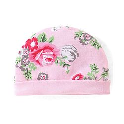 Babyhug 100% Cotton Knit Cap Mittens & Booties Set Floral Print - Pink