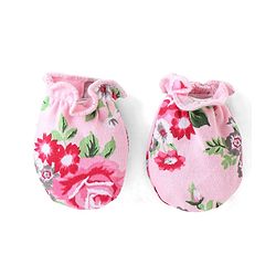 Babyhug 100% Cotton Knit Cap Mittens & Booties Set Floral Print - Pink