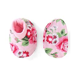 Babyhug 100% Cotton Knit Cap Mittens & Booties Set Floral Print - Pink