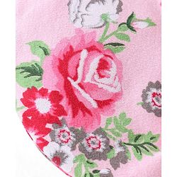 Babyhug 100% Cotton Knit Cap Mittens & Booties Set Floral Print - Pink