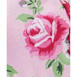 Babyhug 100% Cotton Interlock Knit Mittens And Booties Floral Print - Pink