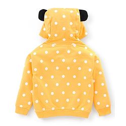 Babyhug 100% Cotton Knit Full Sleeves Minnie Mouse Graphic with Sequins Detailing Hooded Sweatshirt - Yellow