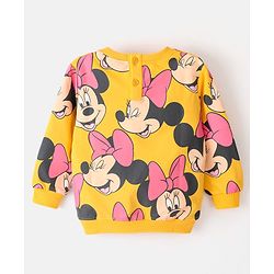 Babyhug Cotton Knit Full Sleeves Minnie Mouse Graphics Printed Sweatshirt - Mustard Yellow