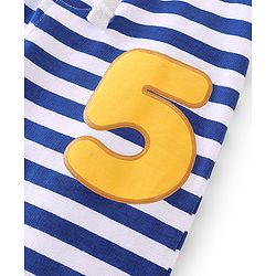Babyhug Cotton Full Length Lounge Pant Stripes & Truck Print- Blue