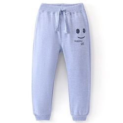 Babyhug Cotton Looper Knit Full Length Lounge Pants Text Printed -  Blue