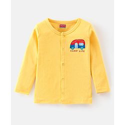 Babyhug Cotton Knit Full Sleeves Vests Vehicle Print Pack of 3 - Yellow Red & Blue