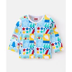 Babyhug Cotton Knit Full Sleeves Vests Vehicle Print Pack of 3 - Yellow Red & Blue