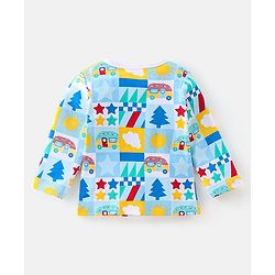 Babyhug Cotton Knit Full Sleeves Vests Vehicle Print Pack of 3 - Yellow Red & Blue