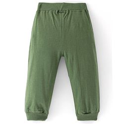 Babyhug Cotton Looper Knit Full Length Text & Giraffe Printed Lounge Pant - Olive Green