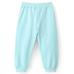 Babyhug Cotton Looper Knit Full Length Butterfly Printed Lounge Pant - Mint Blue