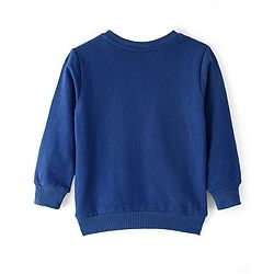 Babyhug Cotton Knit Full Sleeves Text & Animal Graphics Sweatshirt - Blue