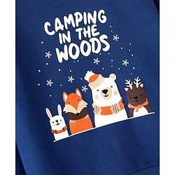 Babyhug Cotton Knit Full Sleeves Text & Animal Graphics Sweatshirt - Blue