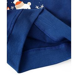 Babyhug Cotton Knit Full Sleeves Text & Animal Graphics Sweatshirt - Blue