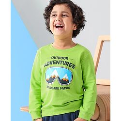 Babyhug Cotton Full Sleeves Sweatshirt With Mountain Graphics Print - Green
