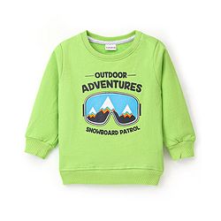 Babyhug Cotton Full Sleeves Sweatshirt With Mountain Graphics Print - Green