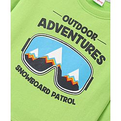 Babyhug Cotton Full Sleeves Sweatshirt With Mountain Graphics Print - Green