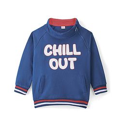 Babyhug Cotton Knit Full Sleeves Text Graphics Sweatshirt - Navy Blue