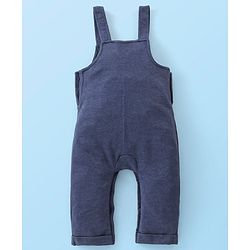 Babyhug 100% Cotton Knit Mickey Mouse Printed Dungaree with Full Sleeves Inner Tee - White & Blue