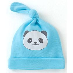 Babyhug 100% Cotton Cap  with Panda Face Print Pack of 2 - Navy Blue