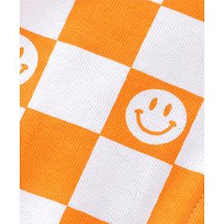 Babyhug Full Sleeves Zipper Sweatjacket with Hood & Checks - White & Yellow